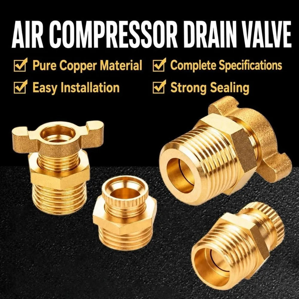 Brass Air Compressor Drain Valve BSP 1/4" 3/8" 1/2" Hand Turn