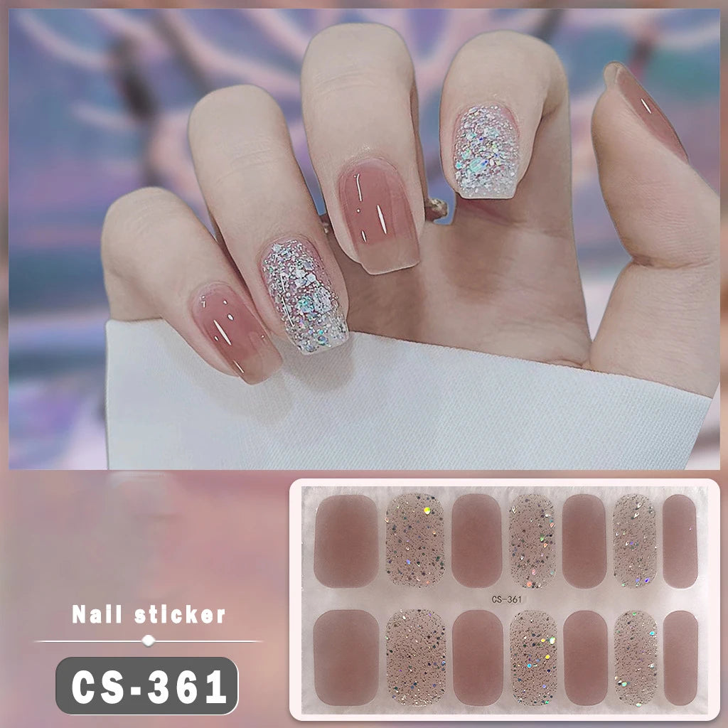 Solid Color Self-Adhesive Gel Nail Art Stickers & Decals