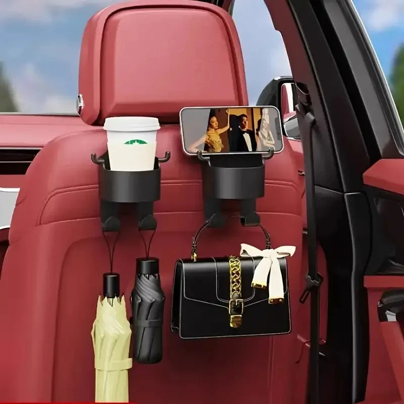 Car Seat Back Organizer – Hooks, Cup Holder & Storage Box