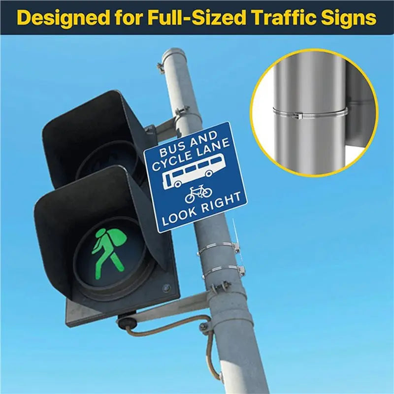 Adjustable Metal Sign Mounting Bracket for Large Poles – 8-Pack