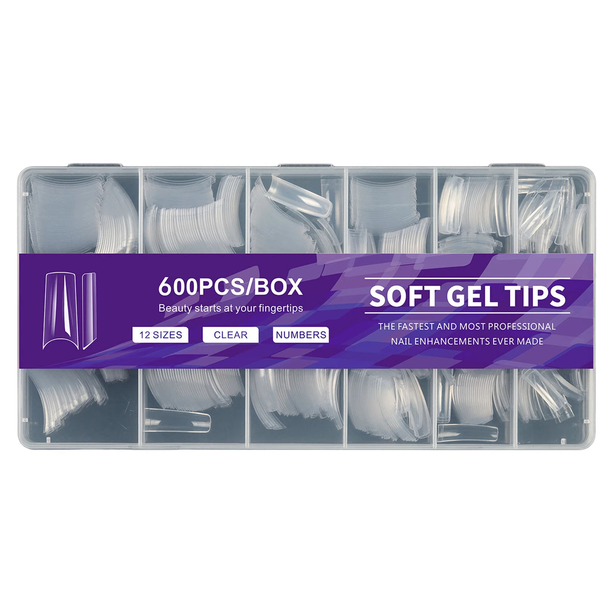 Aleekit 600pcs Soft Gel Coffin Nail Tips – 12 Sizes, Pre-Etched
