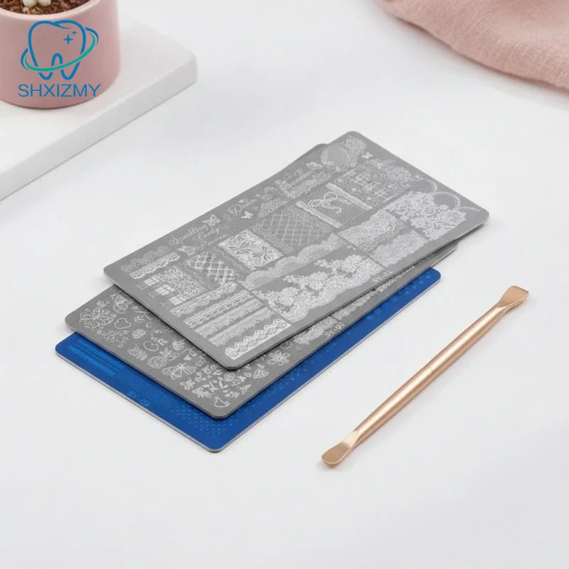 Etched Metal Nail Art Stamping Plate – Floral Lace Bow Decal
