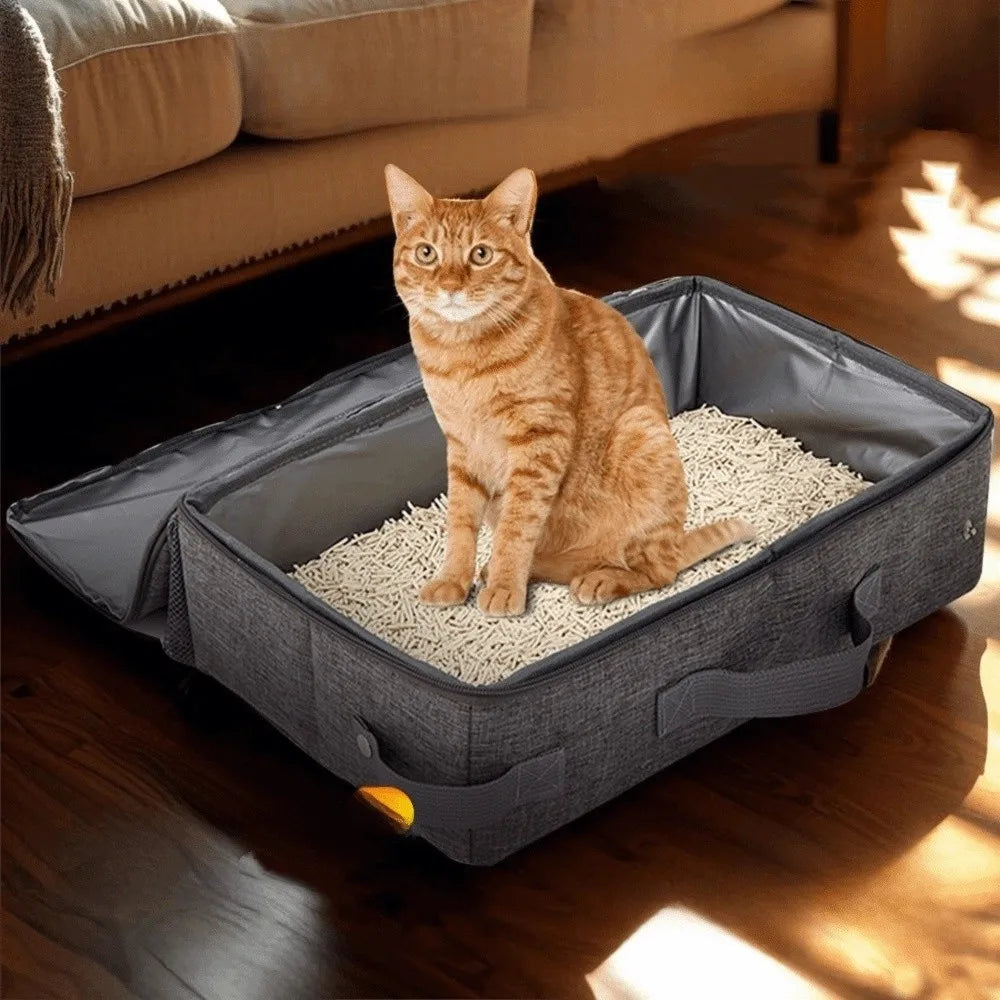 Foldable Waterproof Cat Litter Box – Portable Oxford Cloth