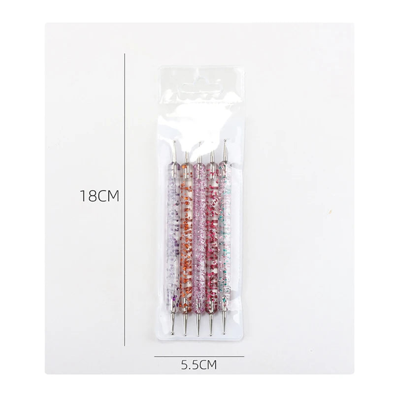 5-Piece UV Gel Nail Art Brush & Dotting Pen DIY Set