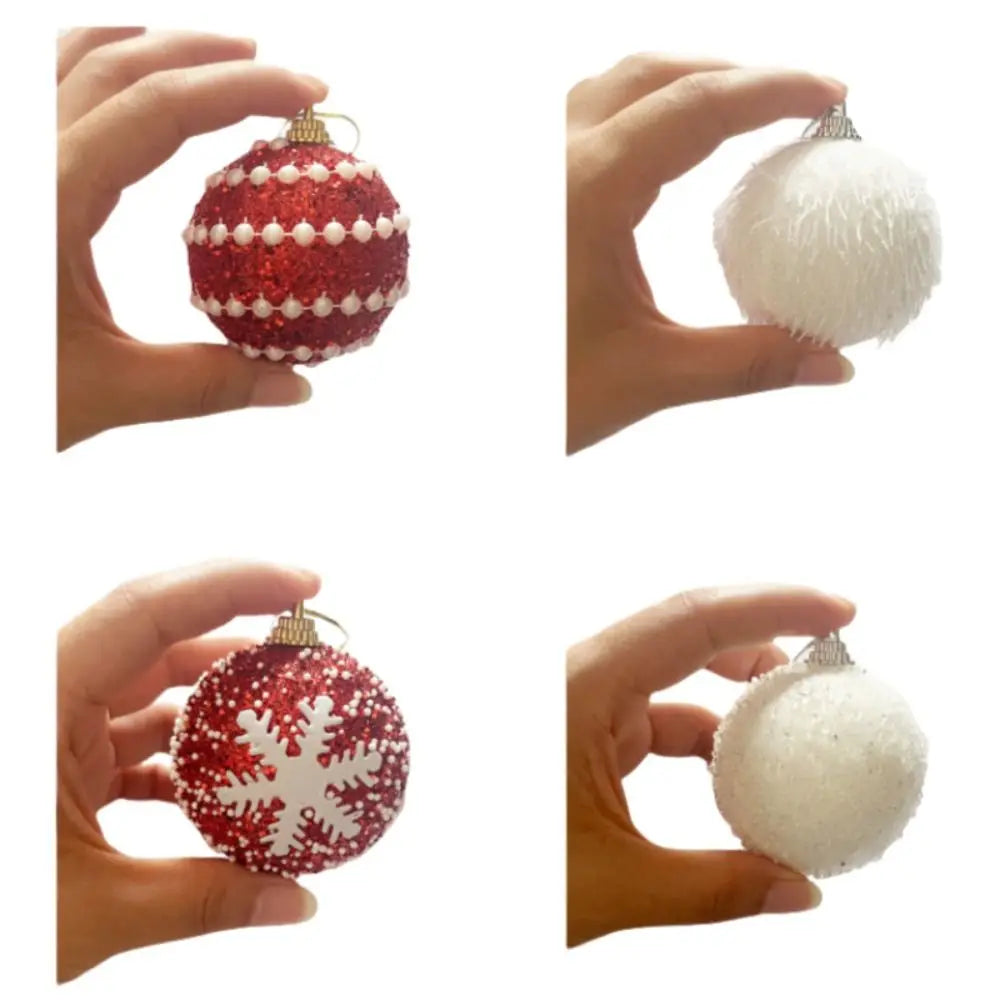 12-Pack 7cm Glitter Snowflake Christmas Tree Hanging Balls