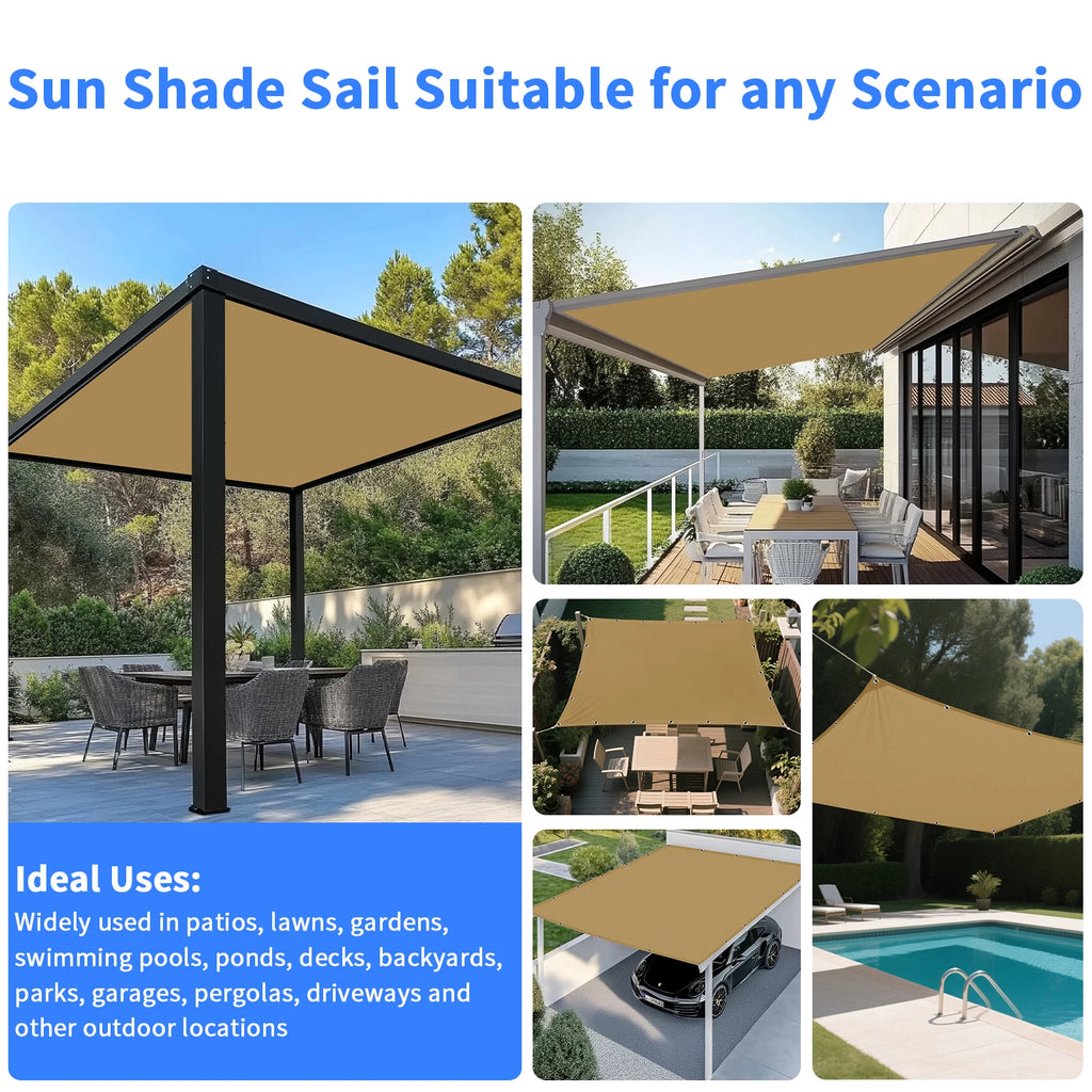 Waterproof Sun Shade Sail Canopy with Grommets – UV Block Tarp