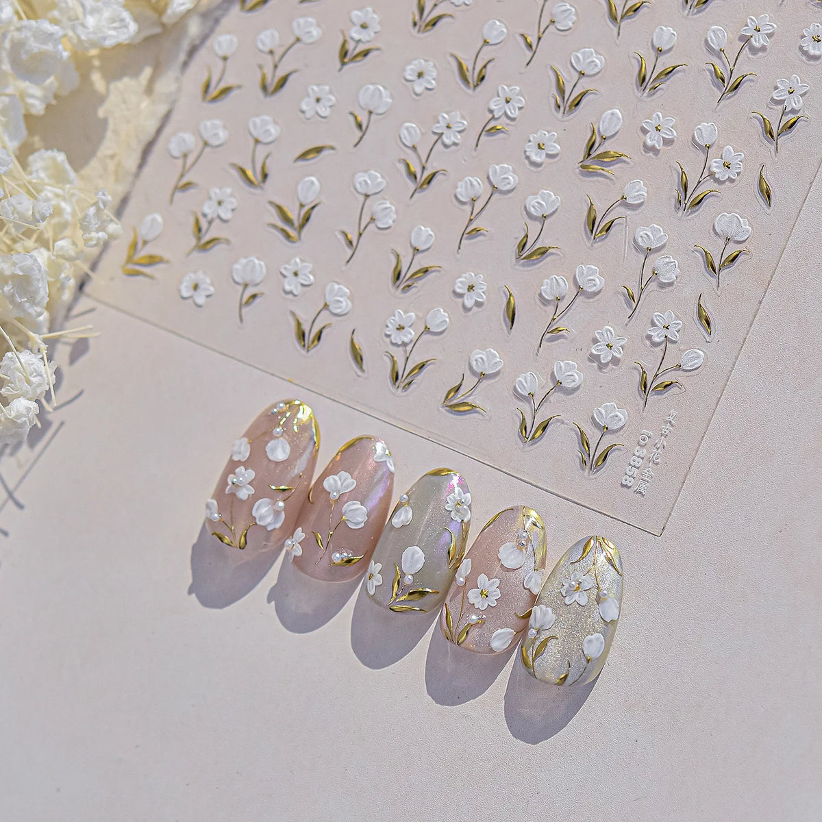Bronzing Rose & Golden Leaf Nail Art Stickers | DIY Decals
