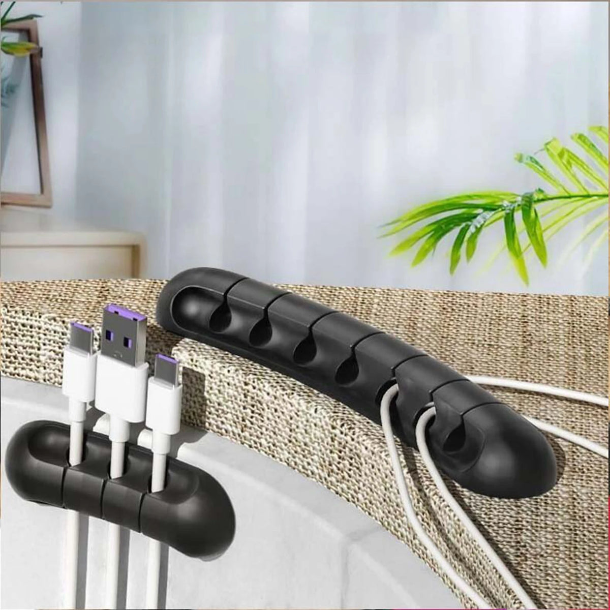 Silicone Desktop Cable Organizer – Multi-Hole Cord Holder