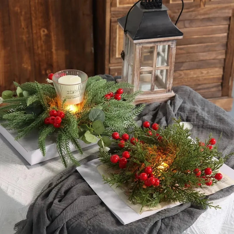 Artificial Christmas Wreath – Pine, Eucalyptus & Red Berries