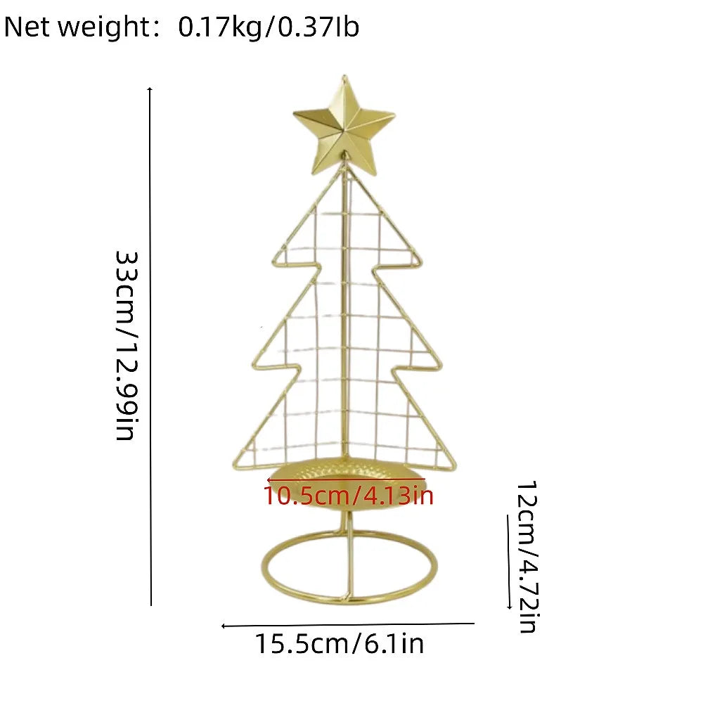 Christmas Iron Candle Holder – Festive Tabletop Ornament 33cm