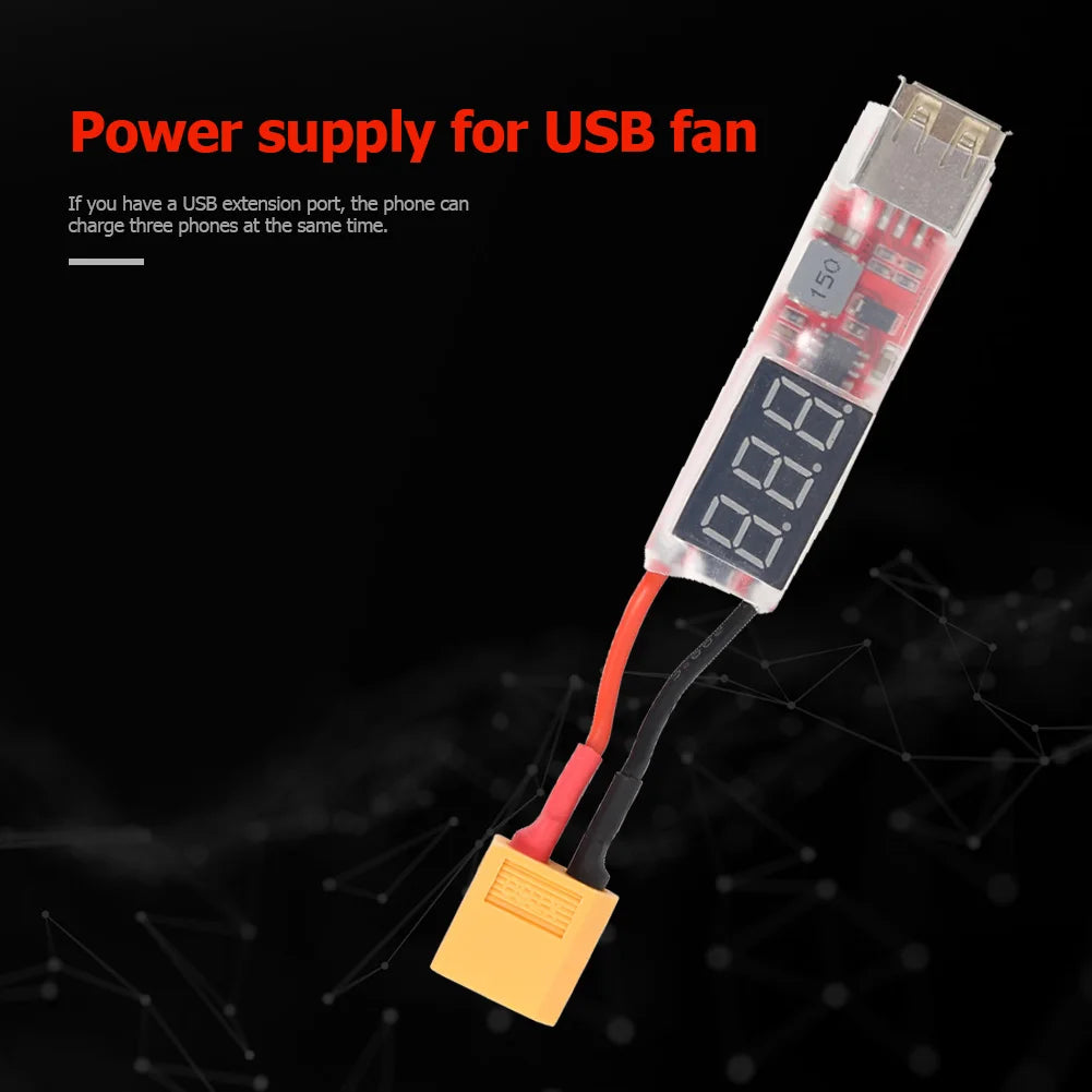 USB 5V 2A LiPo Battery Converter Adapter 2S-6S XT60 T Plug