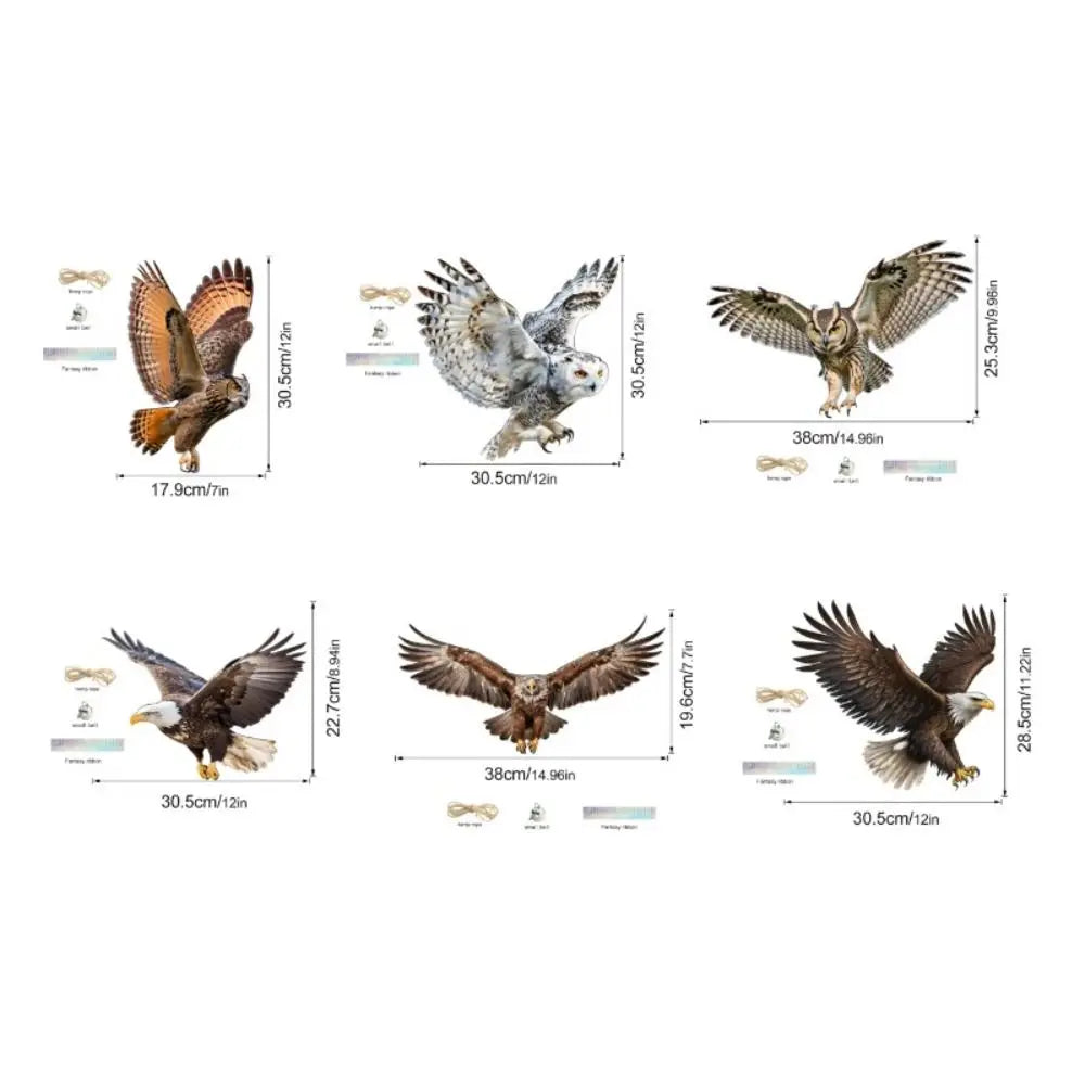 Waterproof Owl Bird Repellent Hanging Decoy with Bell & Reflector