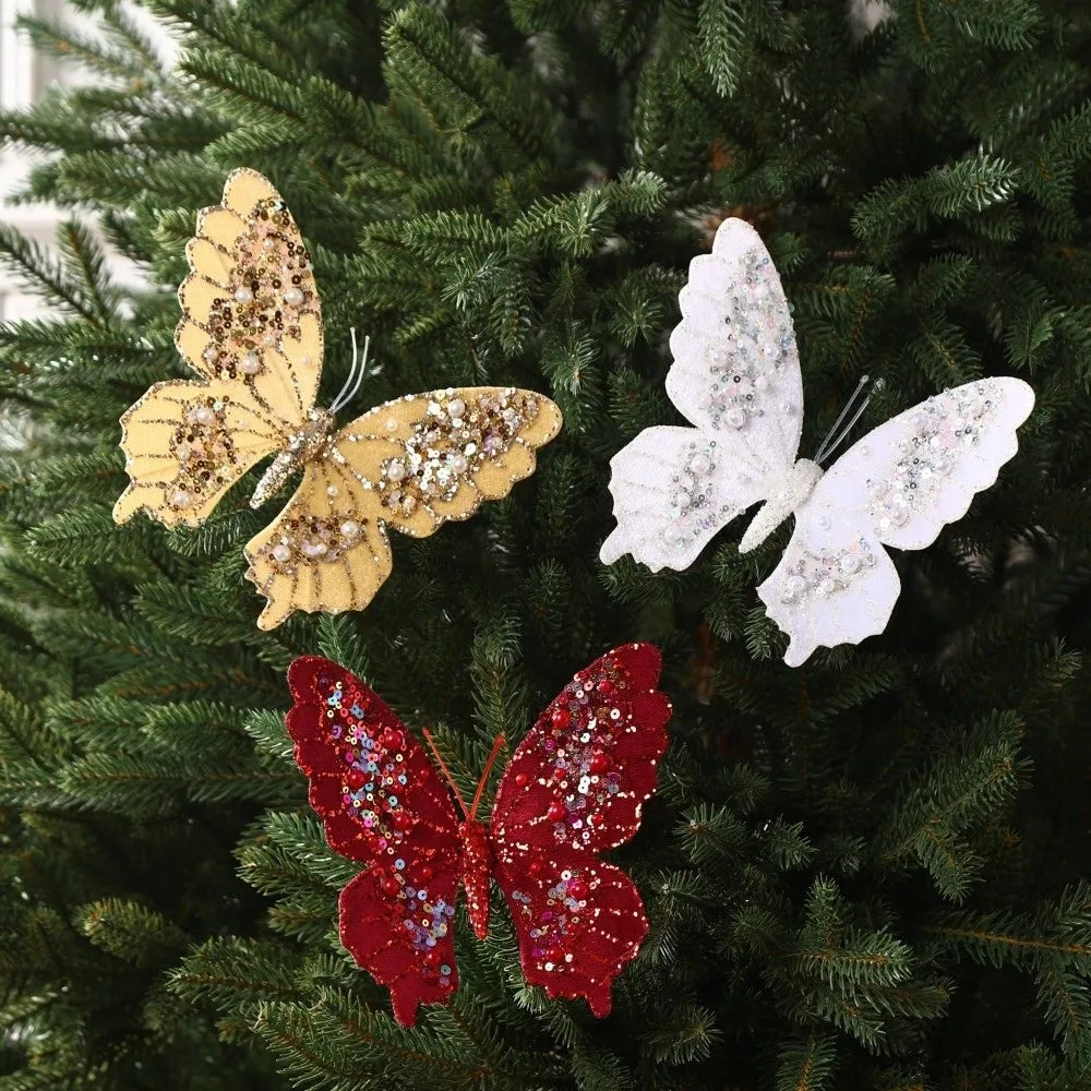 Glitter Butterfly Christmas Tree Ornament – Sequin Pendant