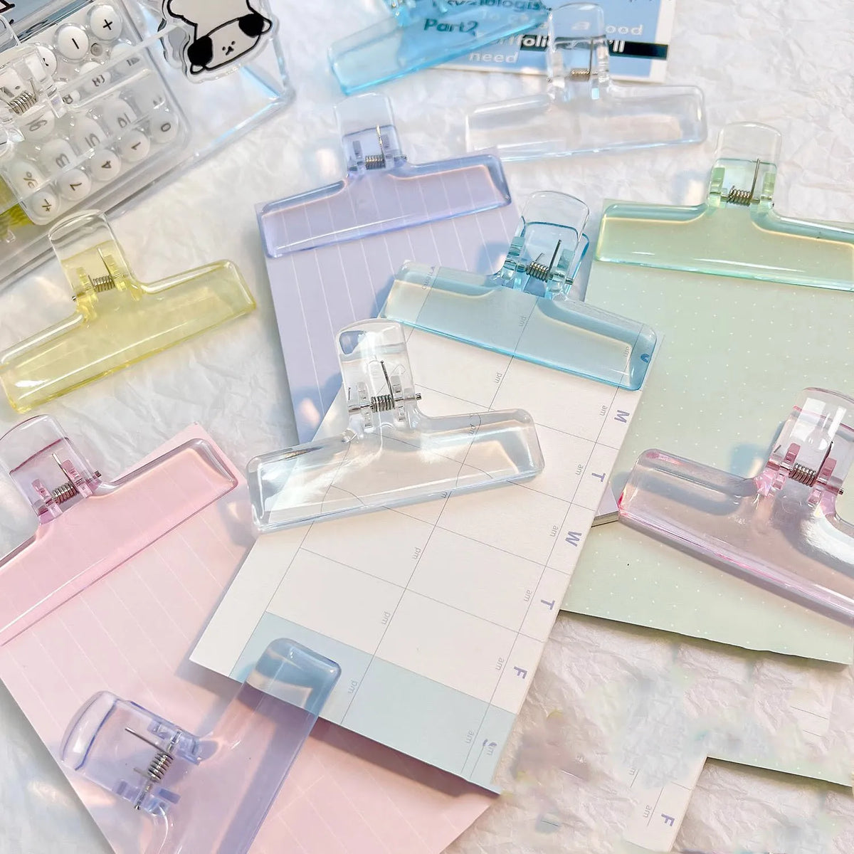 Transparent Pastel Binder Clips | Acrylic Paper Clamps