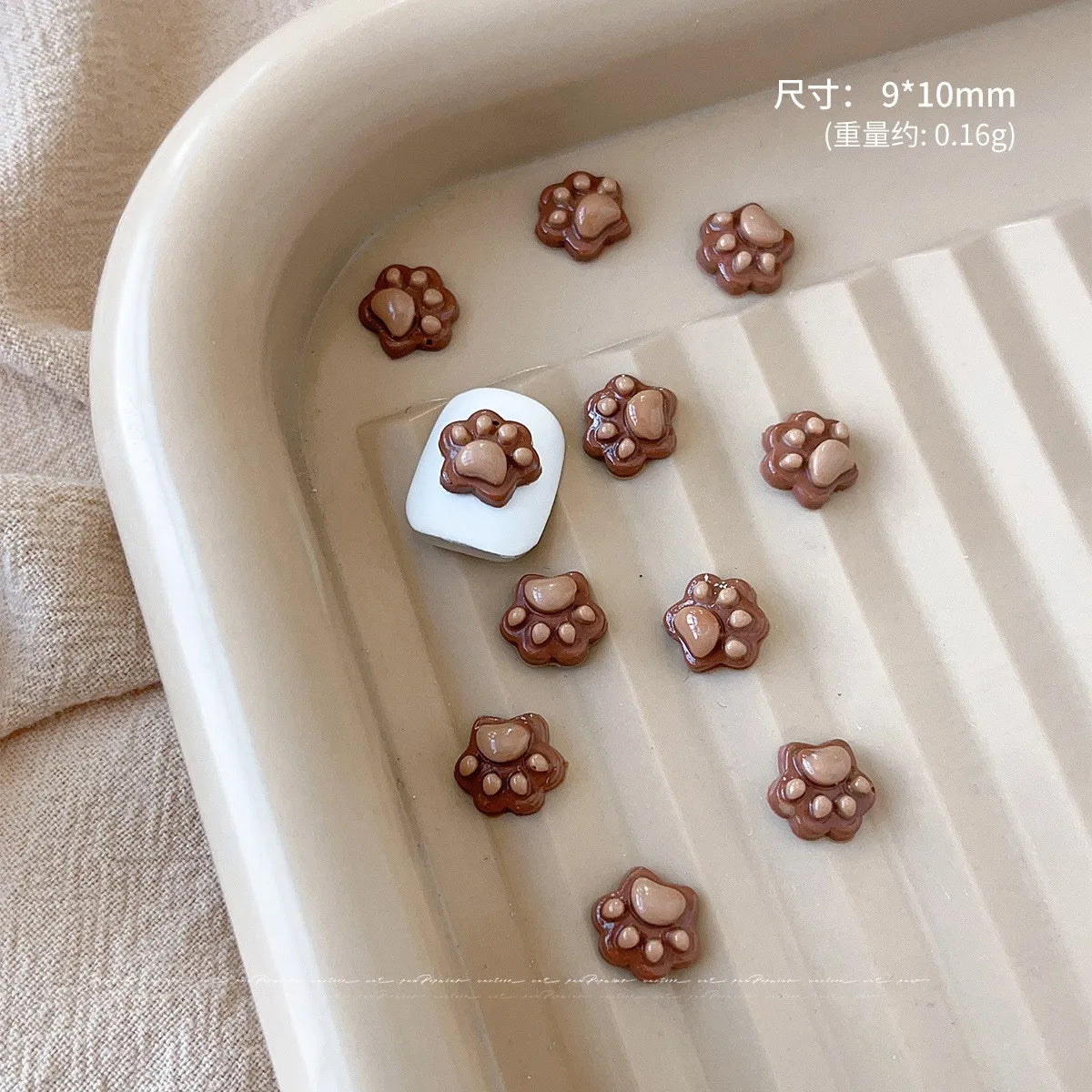 10pcs 3D Cat Paw Nail Charms Kawaii Acrylic Rhinestone Decor