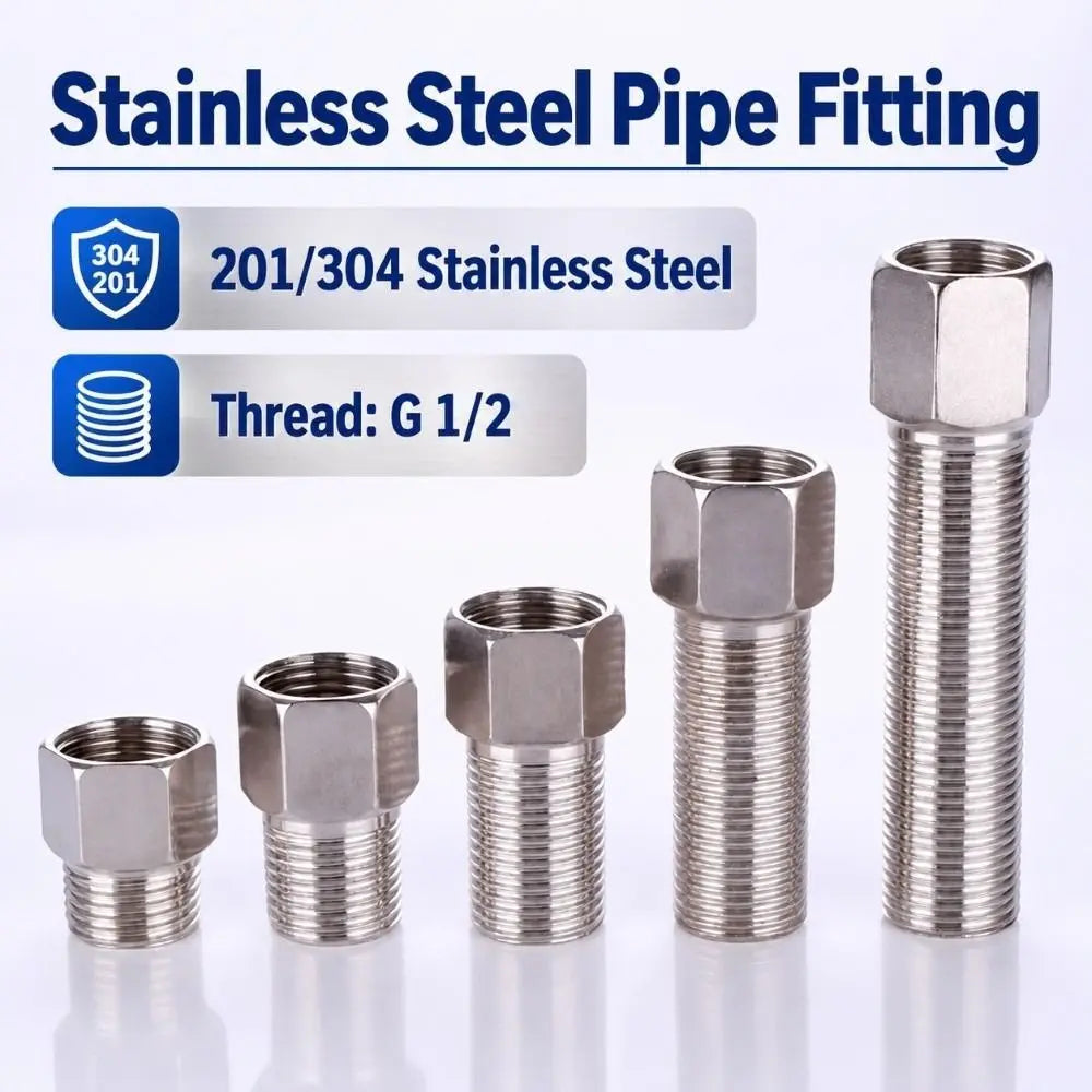 304 SS G 1/2" Hex Head Coupling Pipe Extension Nipple