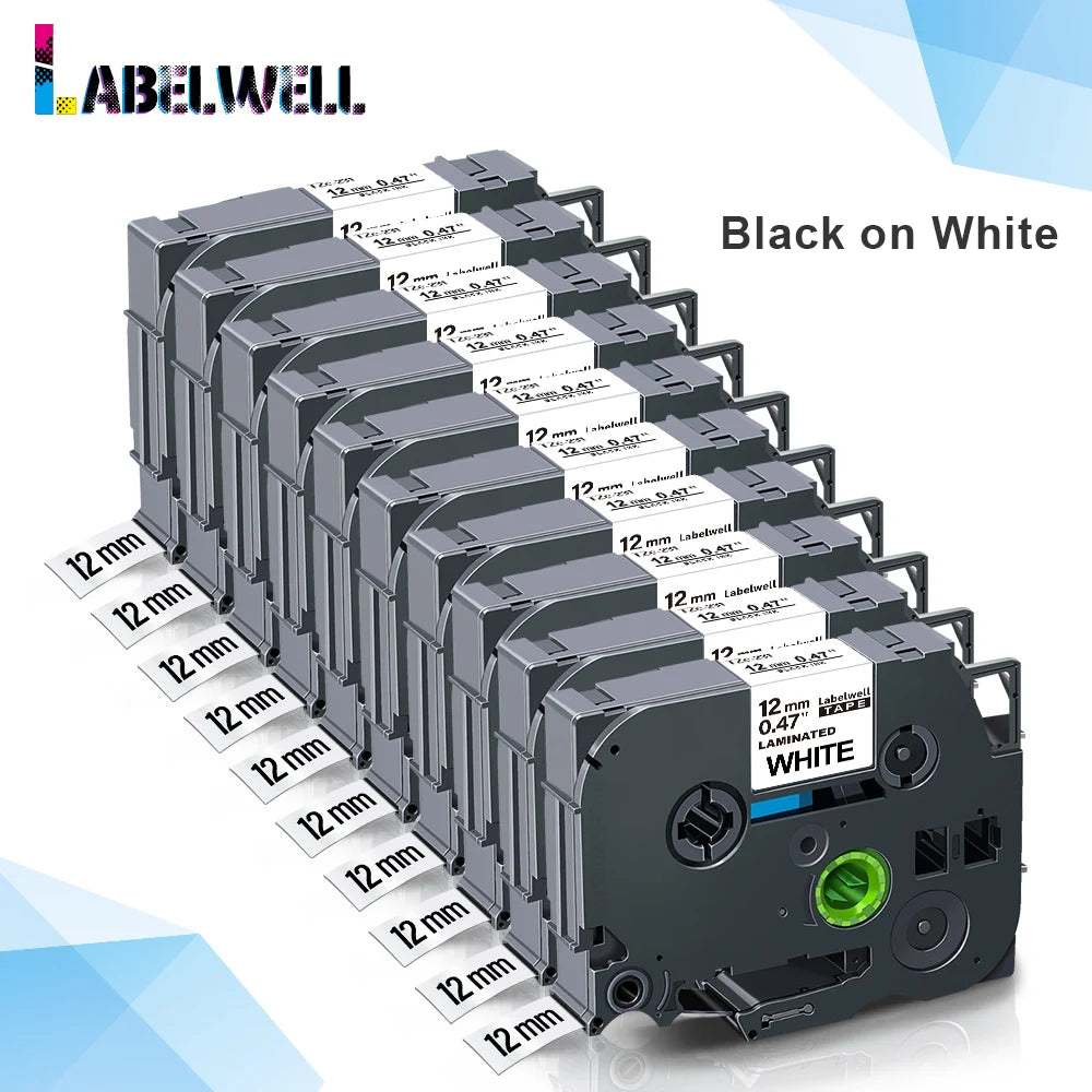 Labelwell 10-Pack Brother Compatible Label Tape 6/9/12mm TZe-231