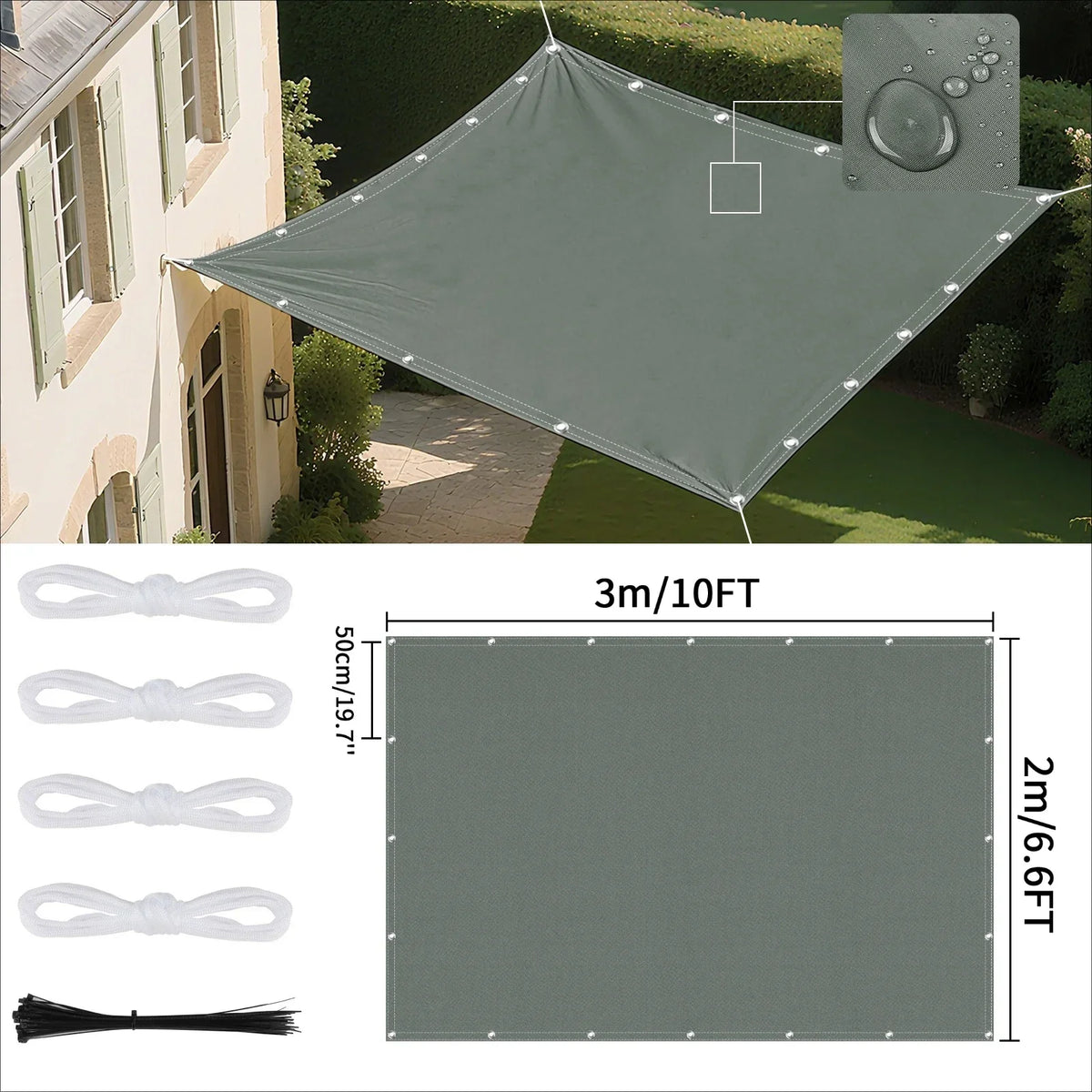Waterproof Sun Shade Sail with Eyelets – UV Canopy Awning