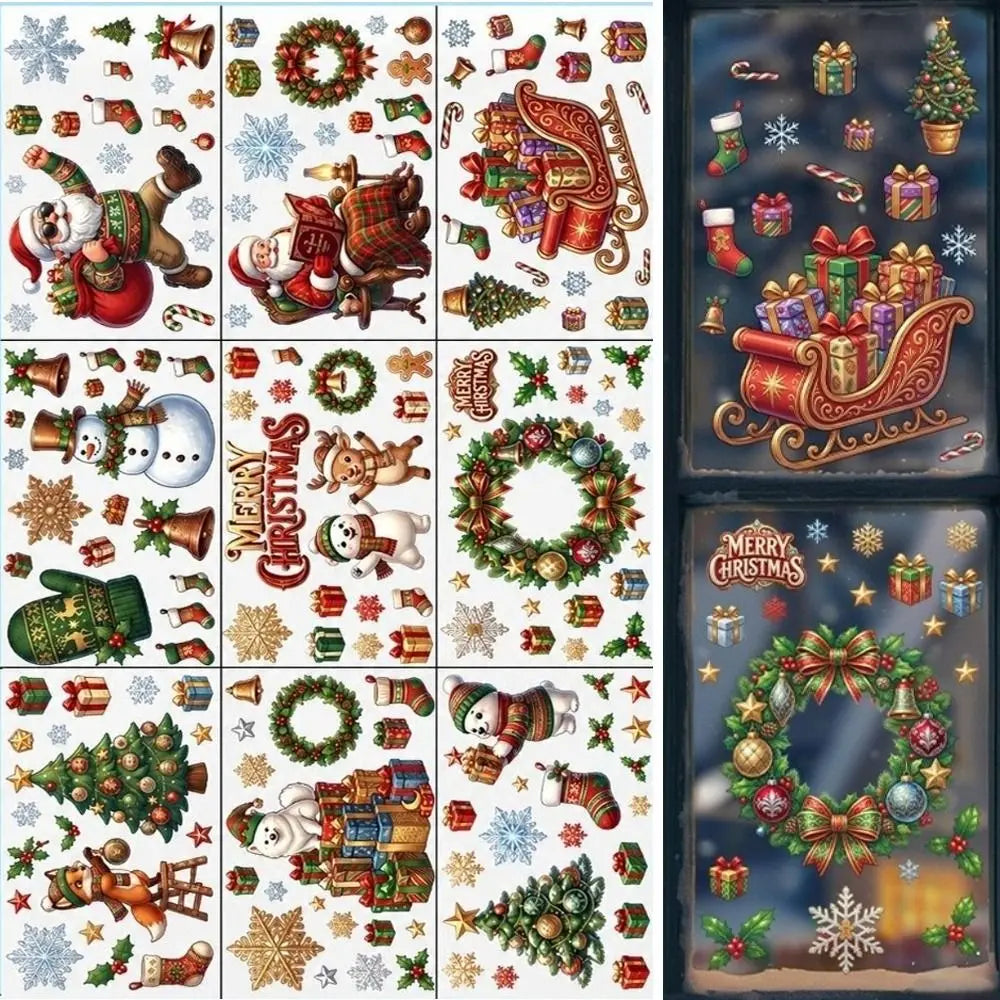 Christmas Snowflake Window Stickers – 9-Sheet Removable Xmas Decals