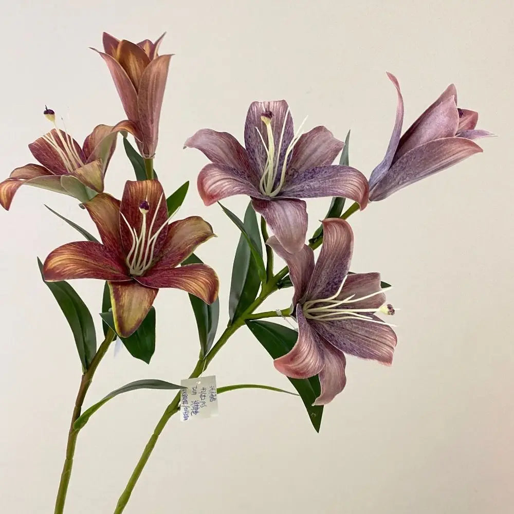 Artificial Silk Lily Bouquet 3 Heads | Oil Painting Style 73cm