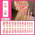 24Pcs Press On Nails with Glue – Long Acrylic False Nail Tips