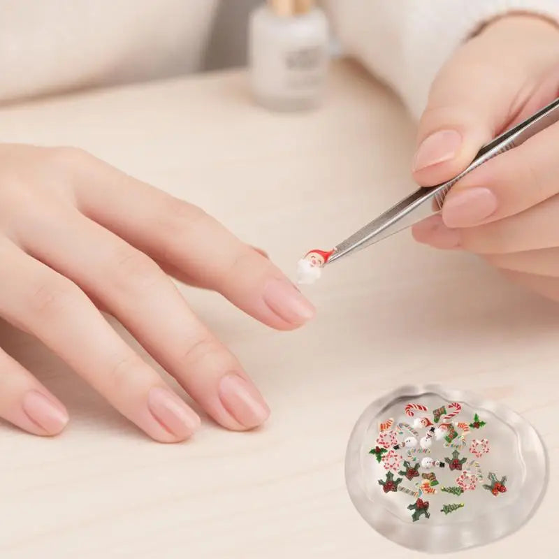 100Pcs 3D Snowman Elk Nail Art Charms DIY Craft Accessories