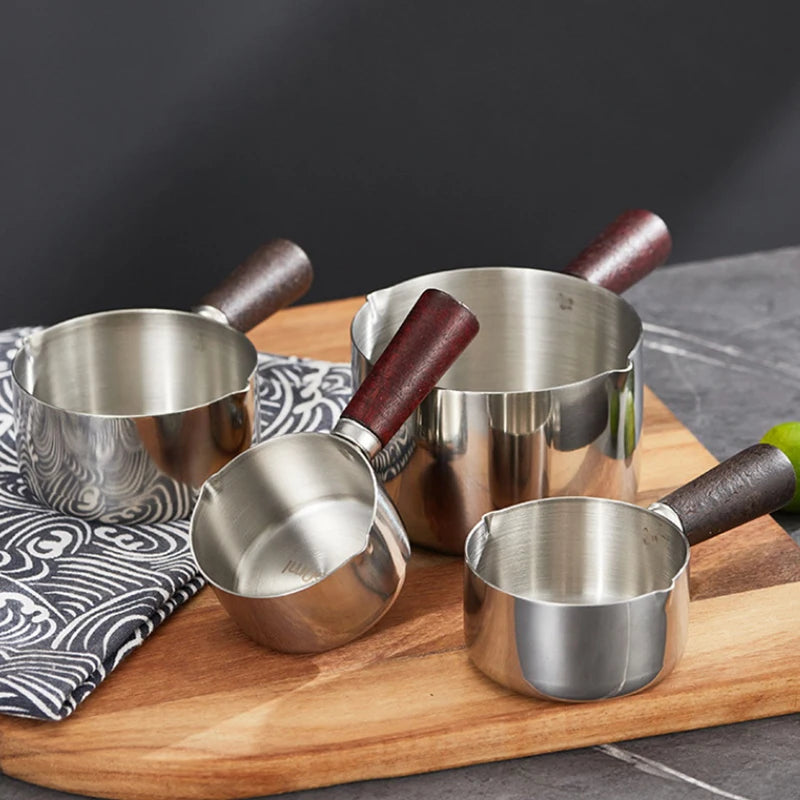 Stainless Steel Sauce Cup with Wooden Handle – 60–250ml