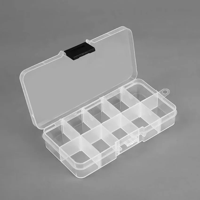 10-Slot Adjustable Plastic Jewelry Organizer Box – Bead Storage