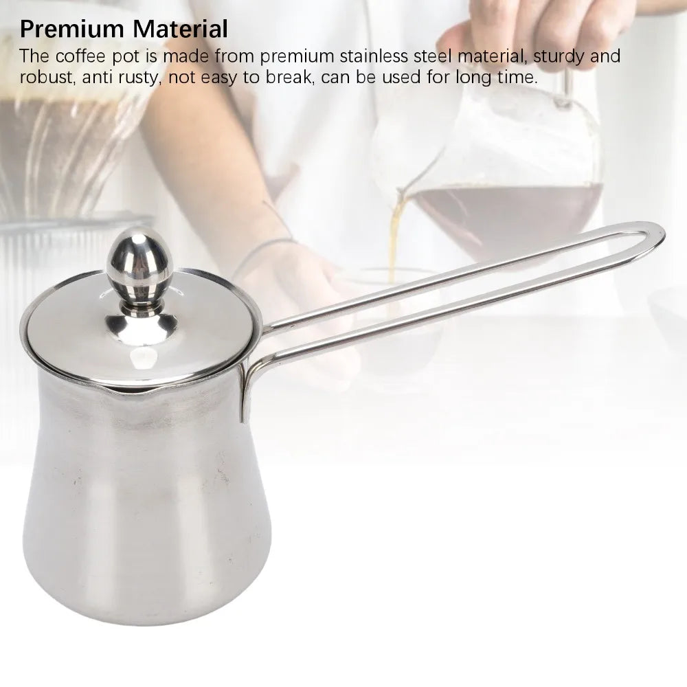 Stainless Steel Turkish Coffee Pot 450ml – Stovetop Cezve with Lid