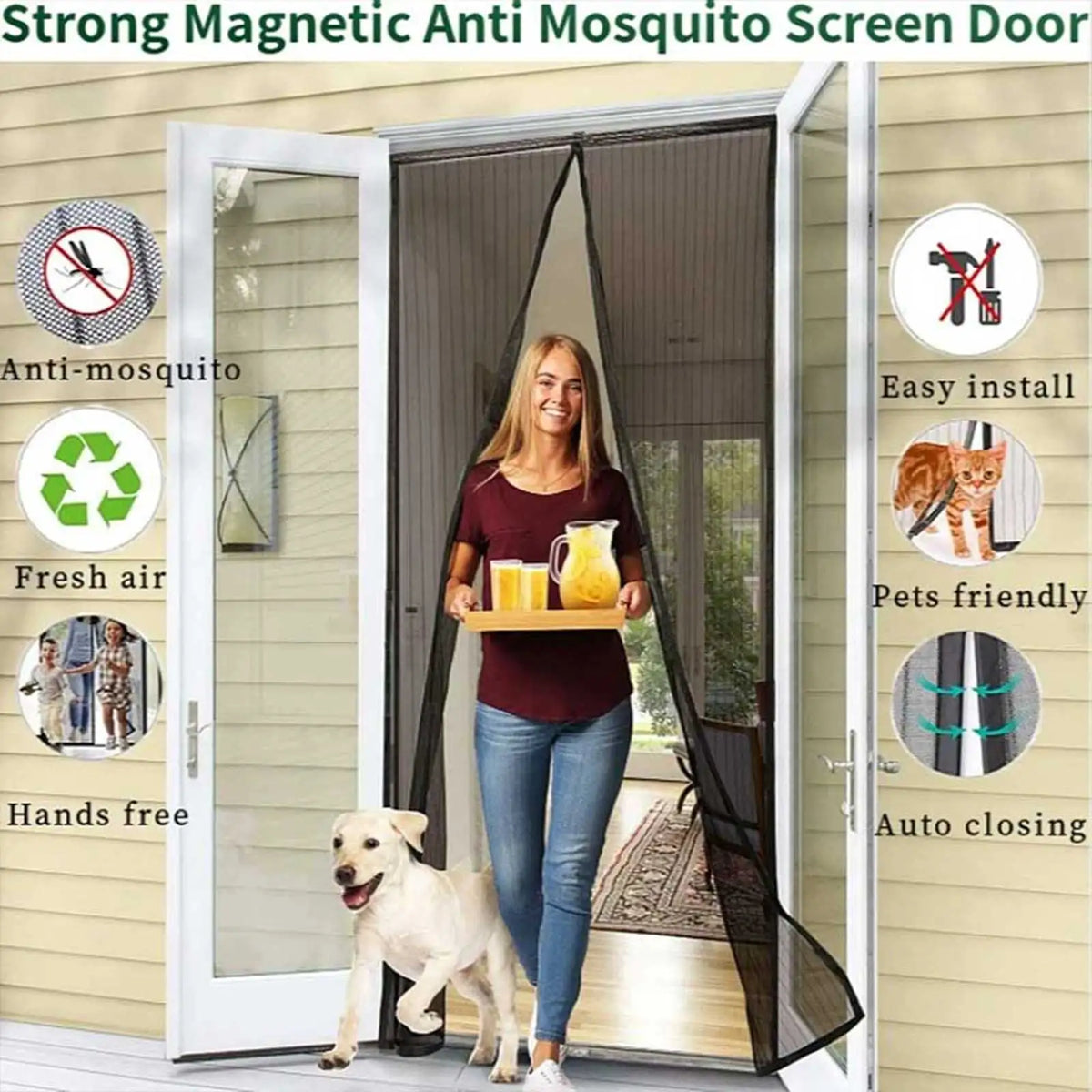 Magnetic Mosquito Screen Door Curtain – Auto-Close Mesh Net