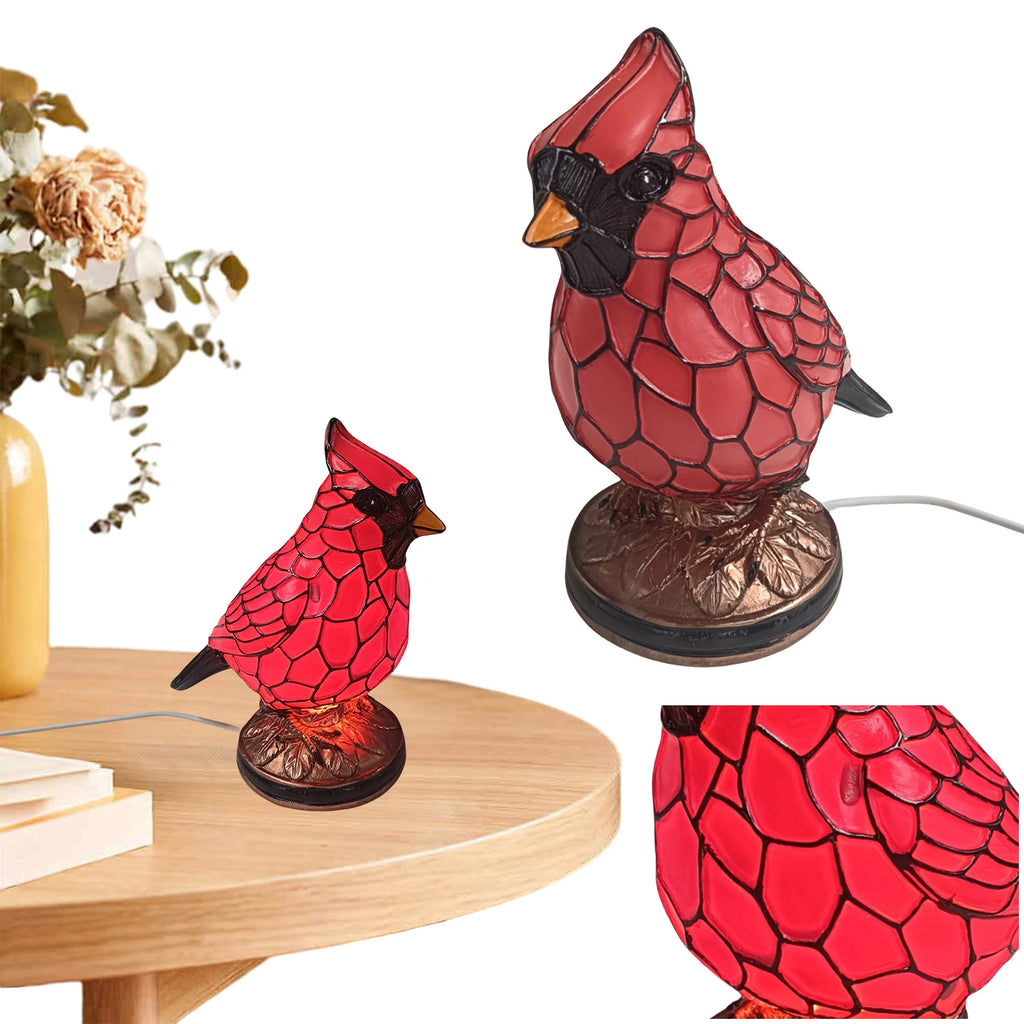 Red Cardinal Bird Table Lamp – Decorative Resin Night Light