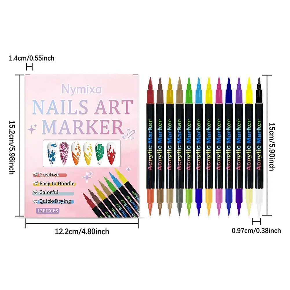 12pc Dual-Ended Nail Art Dotting Tool Set – Pro Manicure Kit