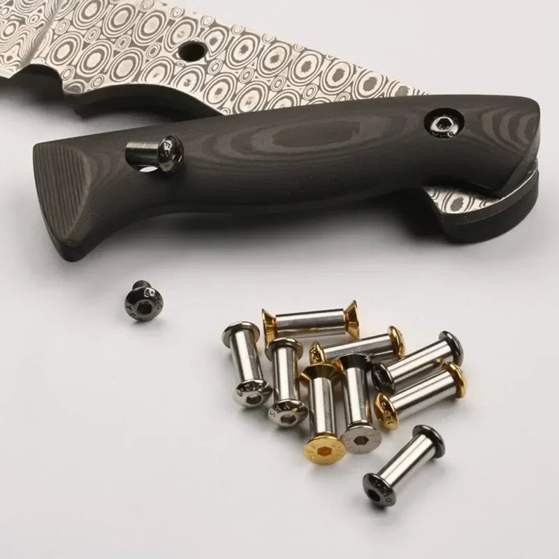 10-Pack Brass Knife Handle Screw Rivets – Flat & Round Hex Head