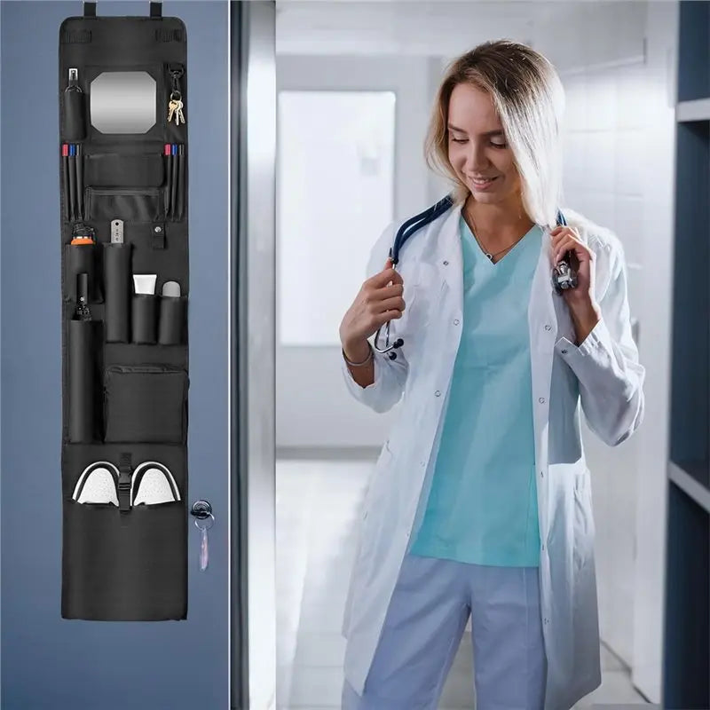 2-Pack Hanging Locker Organizer with Mirror & 6 Pockets