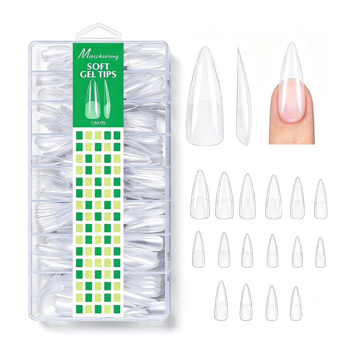 480pcs Clear Soft Gel Nail Tips – Full Coverage Extensions