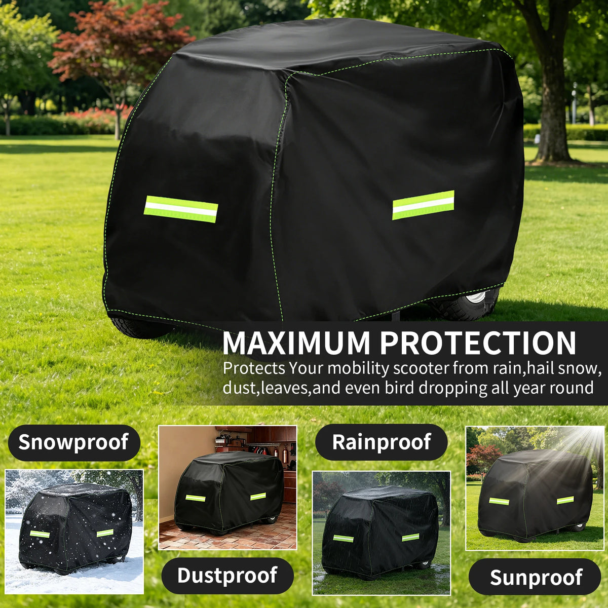 Waterproof Mobility Scooter Cover | Reflective Strips & Buckles