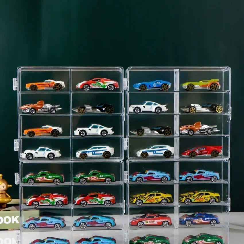 1:64 Car Model Display Box – 8-Grid Acrylic Stackable Case