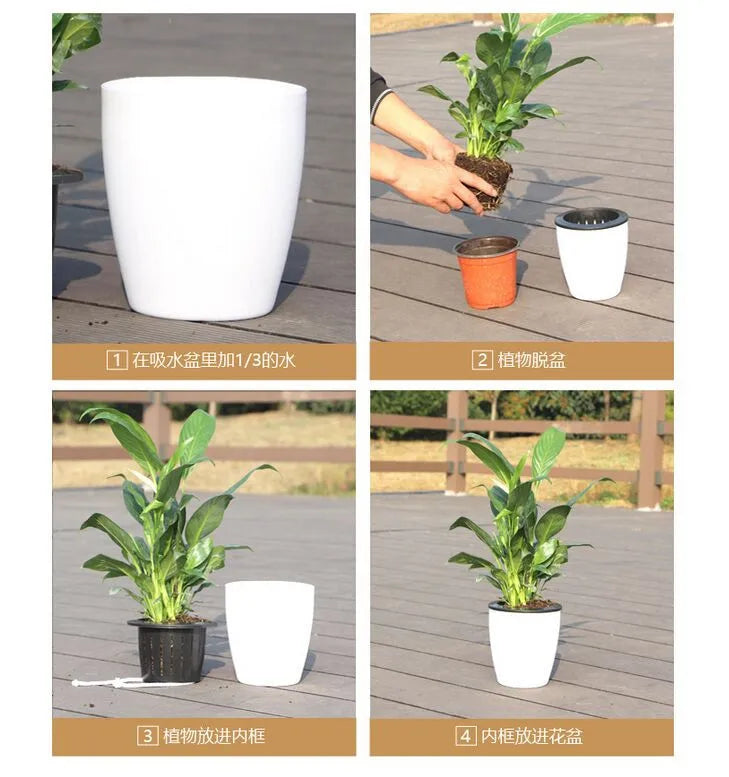 Self-Watering Planter Pot with Wick System – 5 Sizes