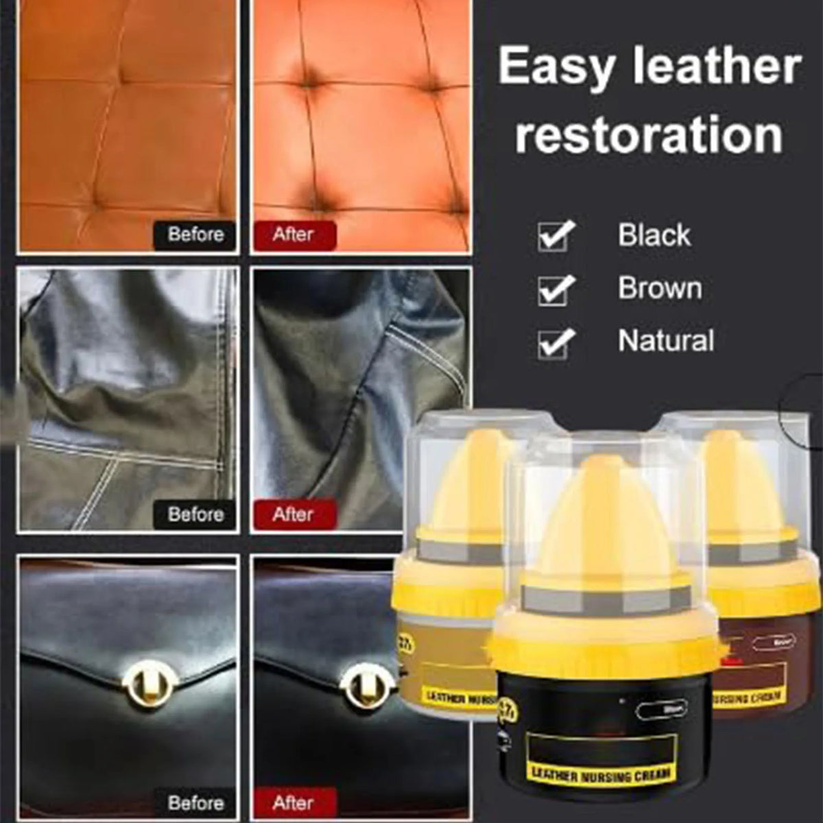 Leather Shoe Cream with Sponge Brush – Polish & Protect 50ml