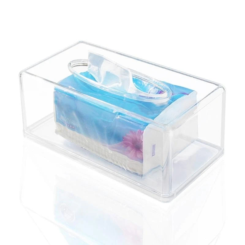 Clear Acrylic Tissue Box Rectangular Napkin Holder & Organizer