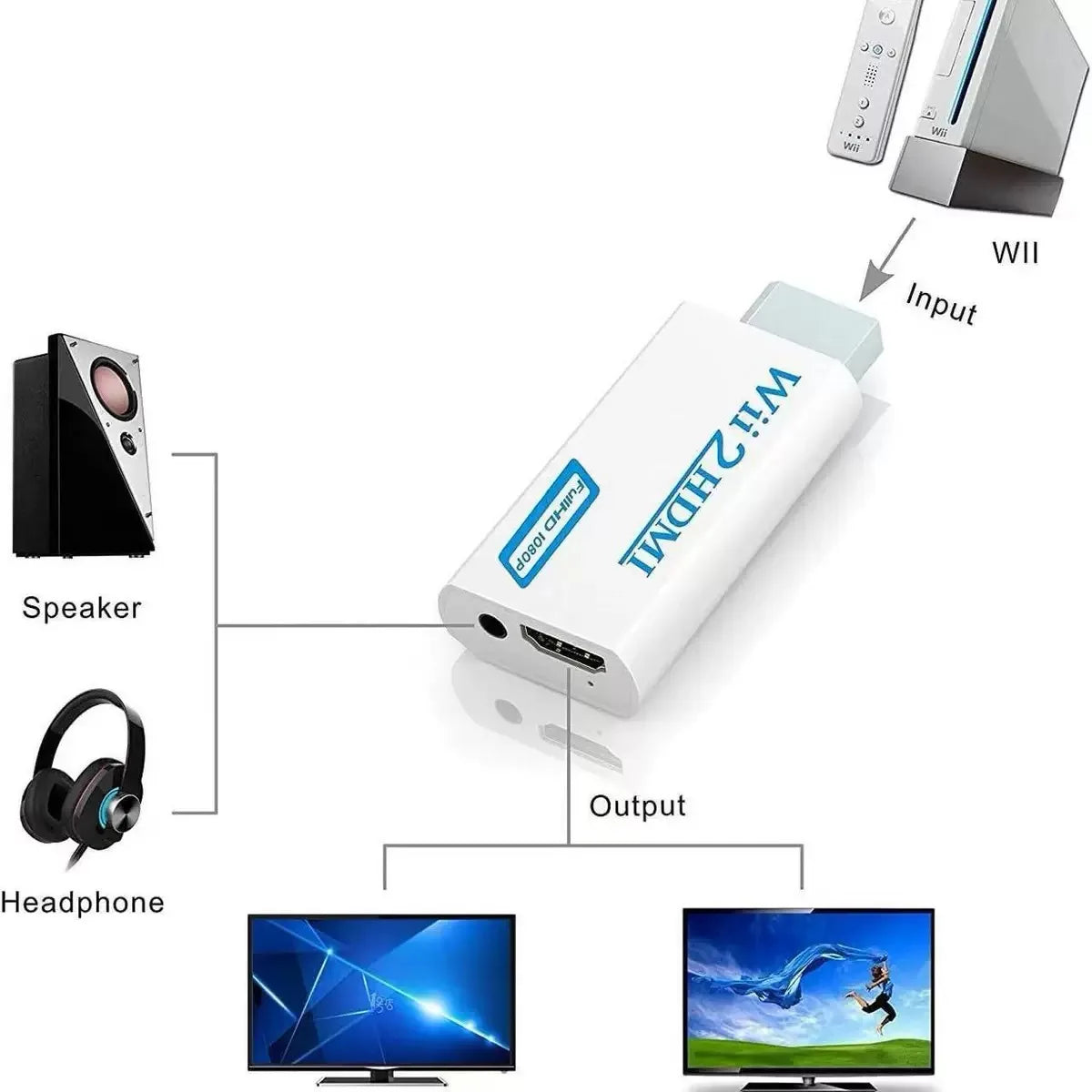 Wii to HDMI Adapter 1080P/720P HD Converter + 3.5mm Audio