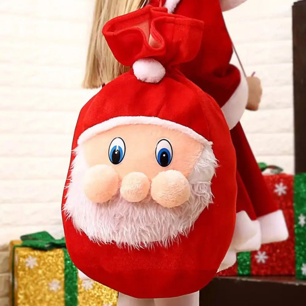 Large Santa Claus Velvet Drawstring Gift Bag | Christmas Party