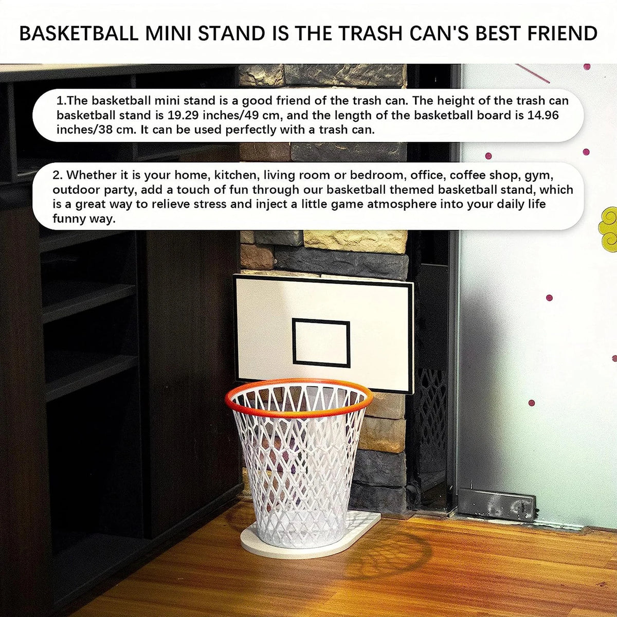 Wall-Mount Basketball Hoop Trash Can Storage Rack – Fun Gift