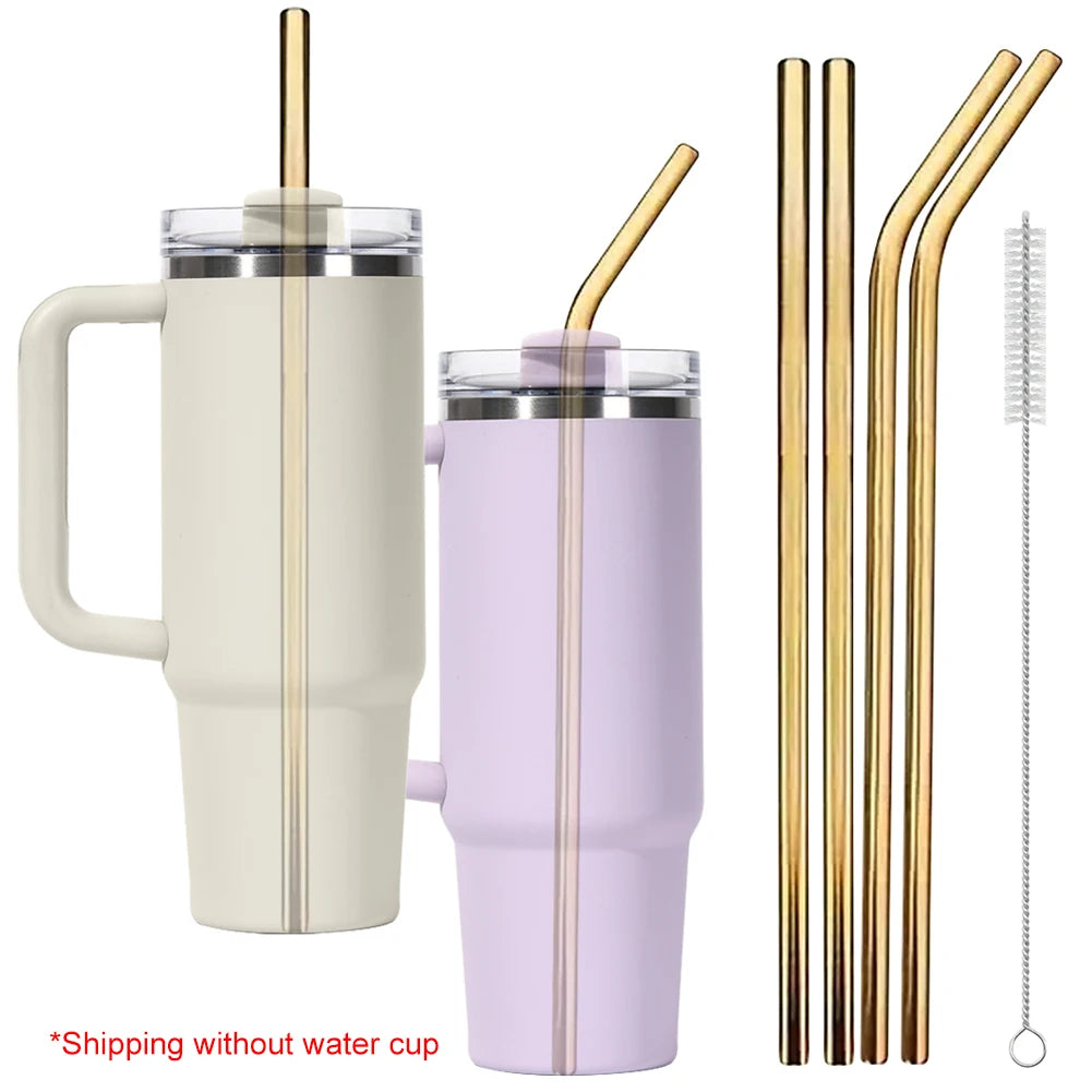 4-Pack Reusable Stainless Steel Straws for 40oz Tumblers