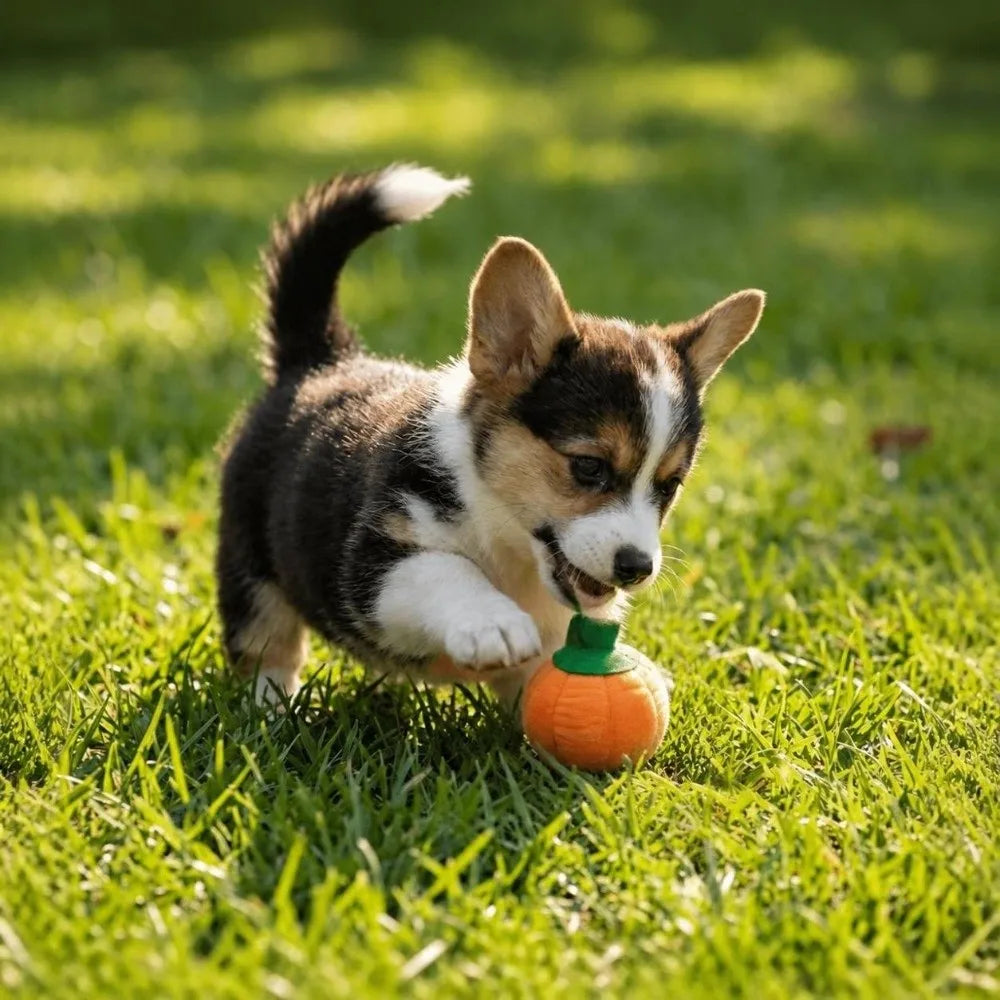 Pumpkin Squeaky Plush Dog Toy – Soft Interactive Pet Toy