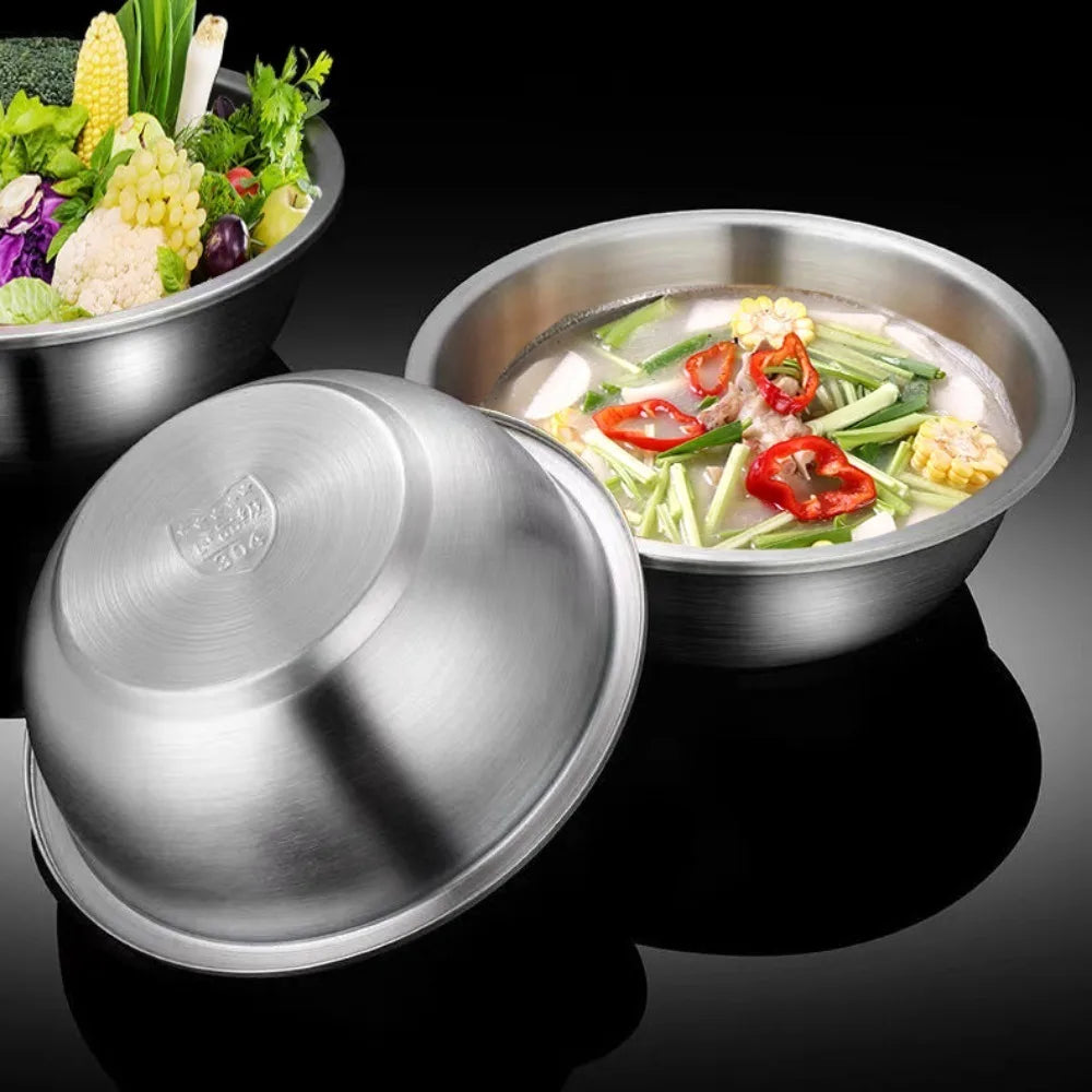 304 Stainless Steel Deep Serving Plate – Polished Round Dish