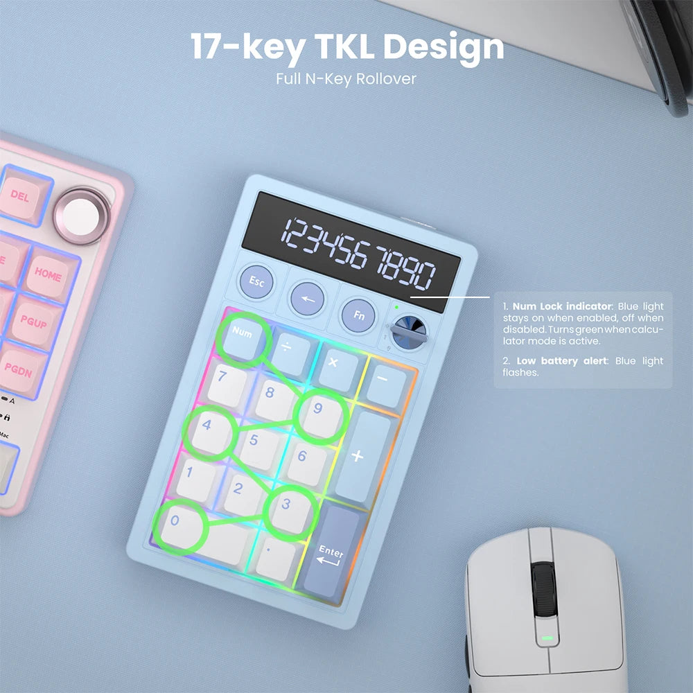 RK M20 Wireless Numpad Calculator – RGB Hot-Swap 17 Keys