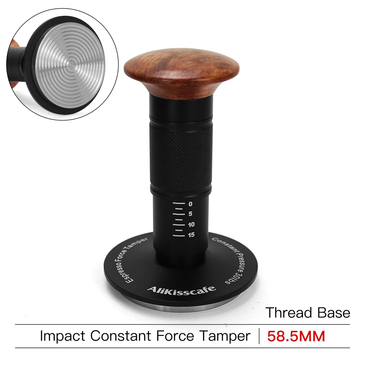VIBE 30lb Spring Coffee Tamper 51/53.3/58.5mm for Breville