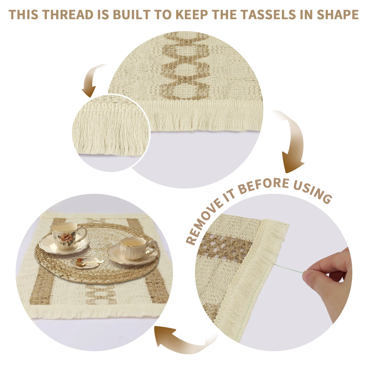 Boho Woven Placemats Set of 6 – Natural Eco-Friendly Table Mats