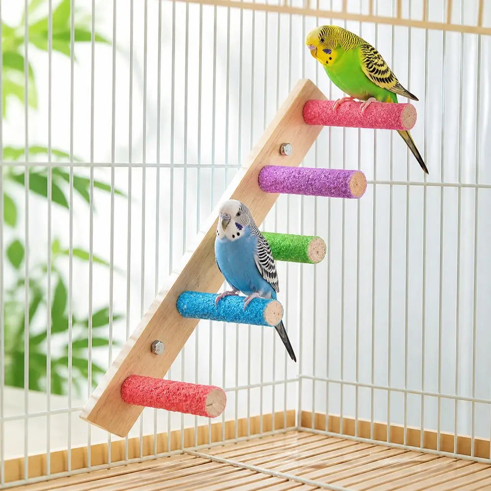 Colorful Wooden Bird Ladder 4/6/8 Rung Parrot Climbing Perch